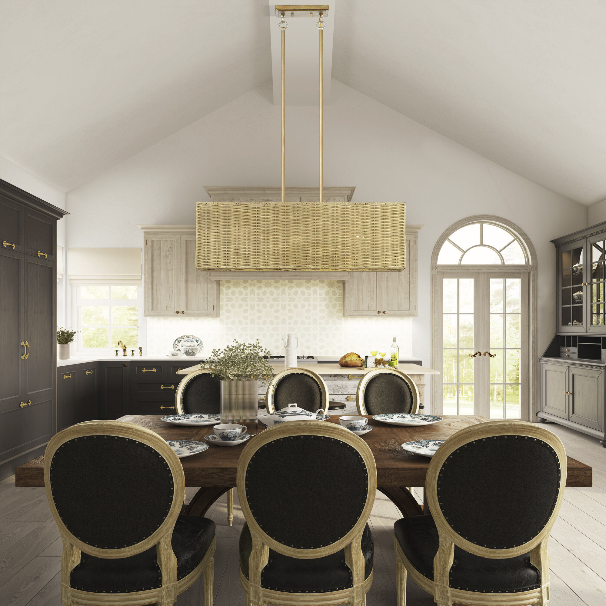 Weavington 3 Light 30 inch Antique Gold Leaf Linear Chandelier Ceiling Light, Medium