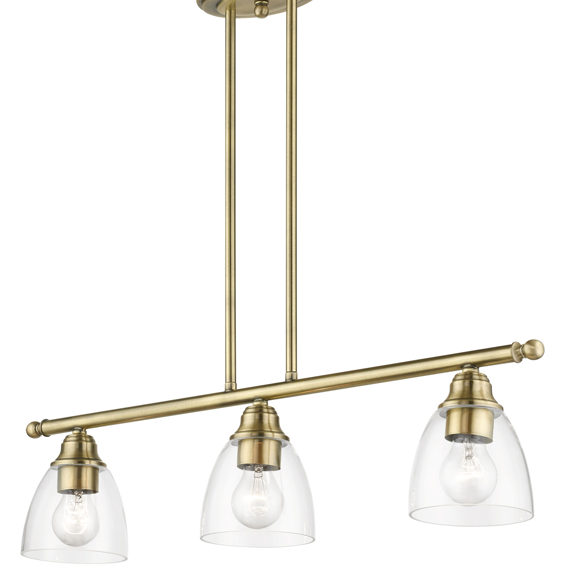 Montgomery 3 Light 30 inch Antique Brass Linear Chandelier Ceiling Light