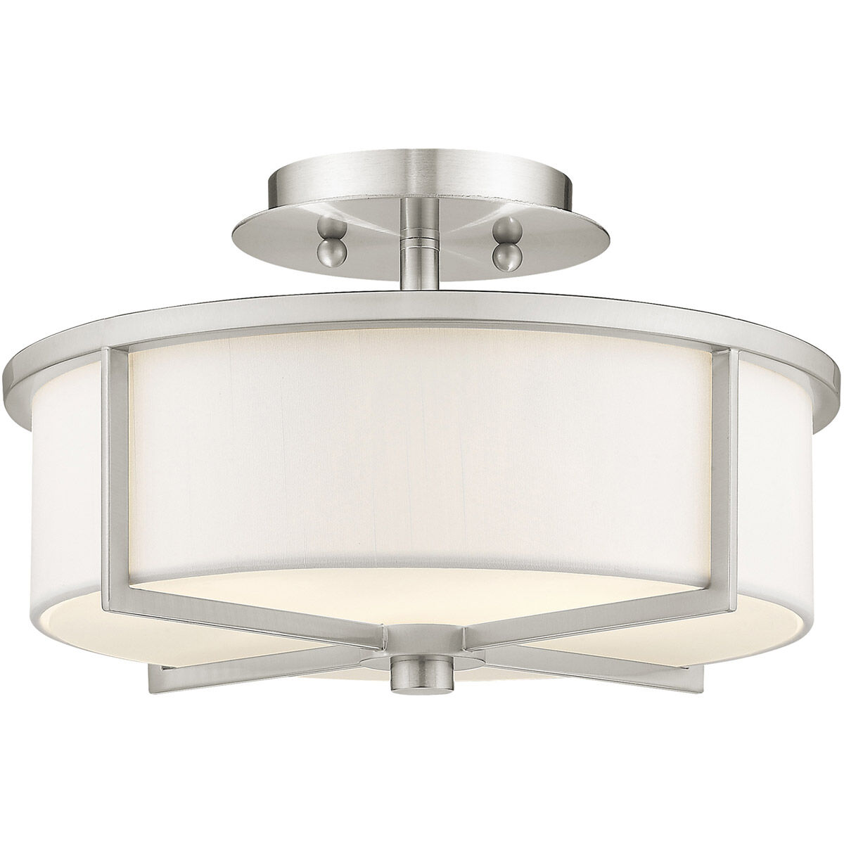 Wesley 2 Light 13 inch Brushed Nickel Semi-Flush Mount Ceiling Light