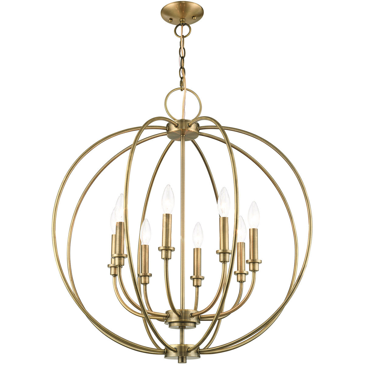 Milania 8 Light 28 inch Antique Brass Chandelier Ceiling Light 