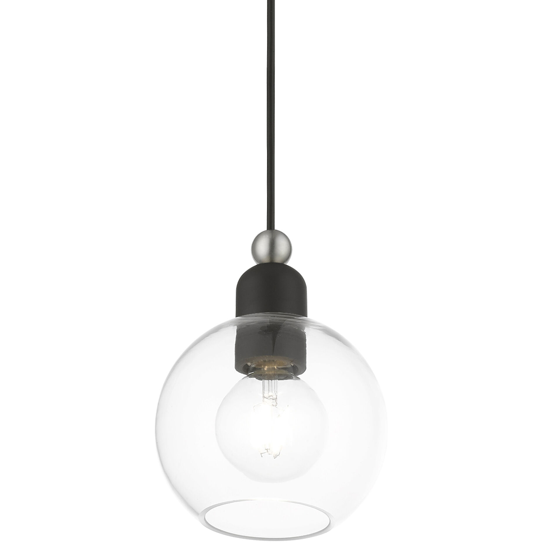 Downtown 1 Light 6.5 inch Black with Brushed Nickel Accents Mini Pendant Ceiling Light, Sphere