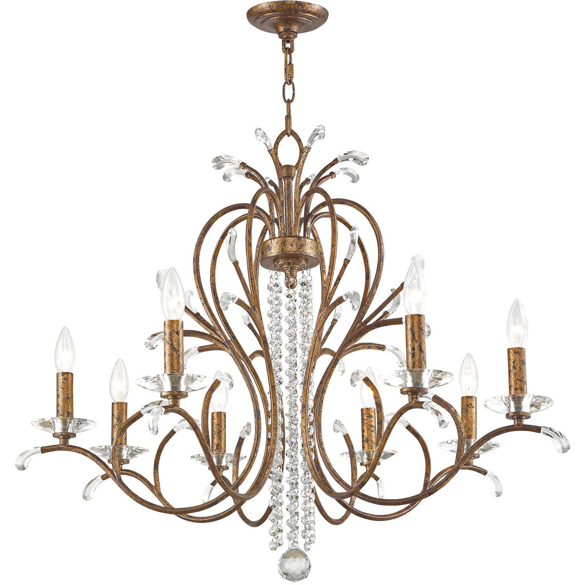 Serafina 8 Light 33 inch Hand Applied Venetian Golden Bronze Chandelier Ceiling Light