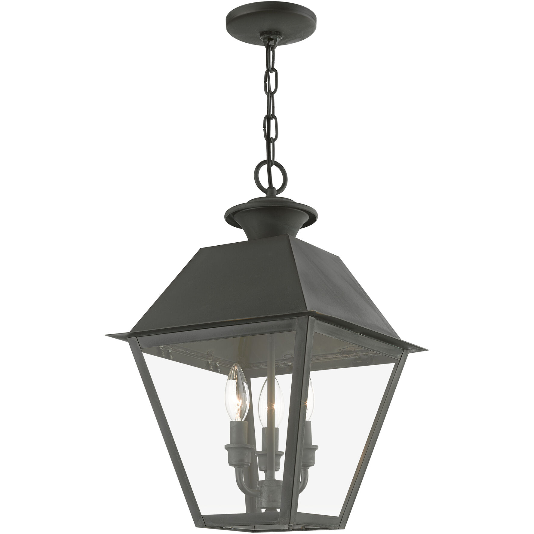 Wentworth 3 Light 12 inch Charcoal Outdoor Pendant Lantern, Large