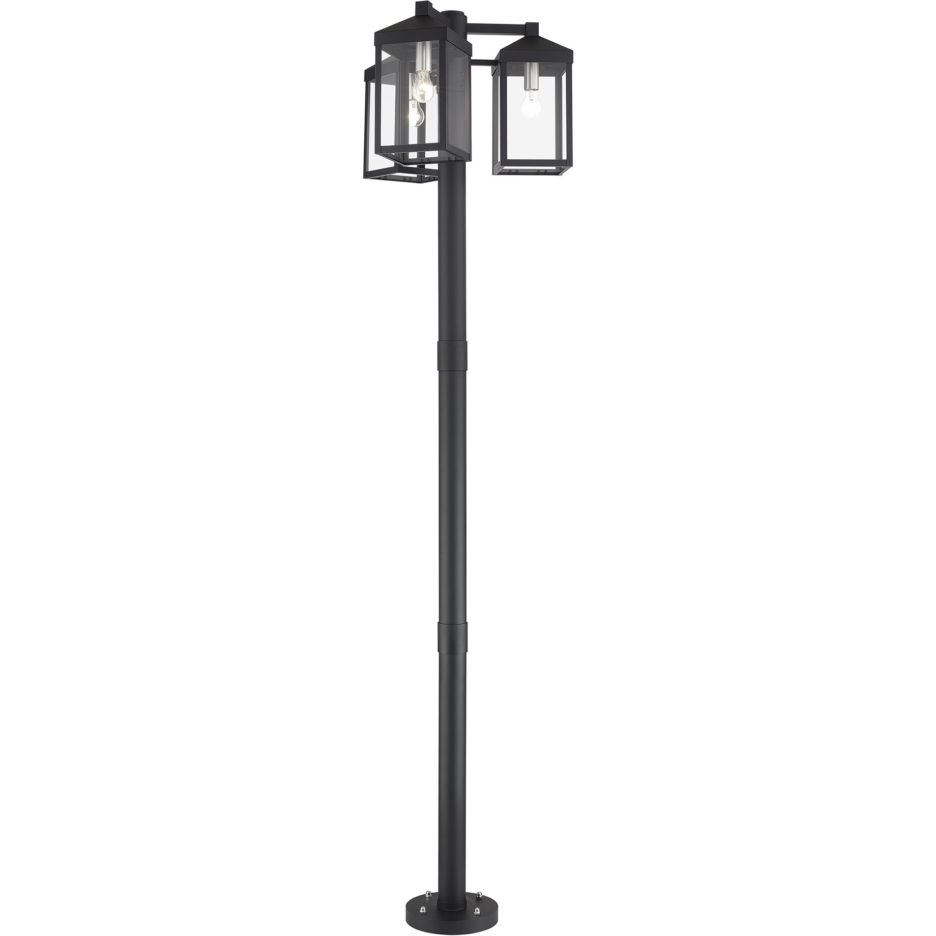 Nyack 3 Light 96.25 inch Black with Brushed Nickel Accents Outdoor 3 Head Post Light