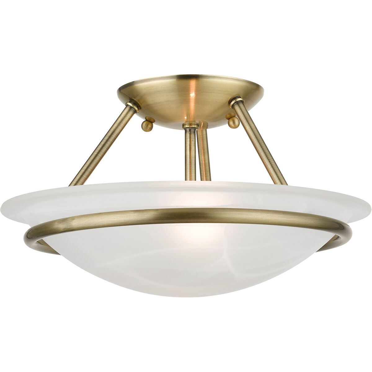 Newburgh 2 Light 12 inch Antique Brass Semi-Flush Ceiling Light