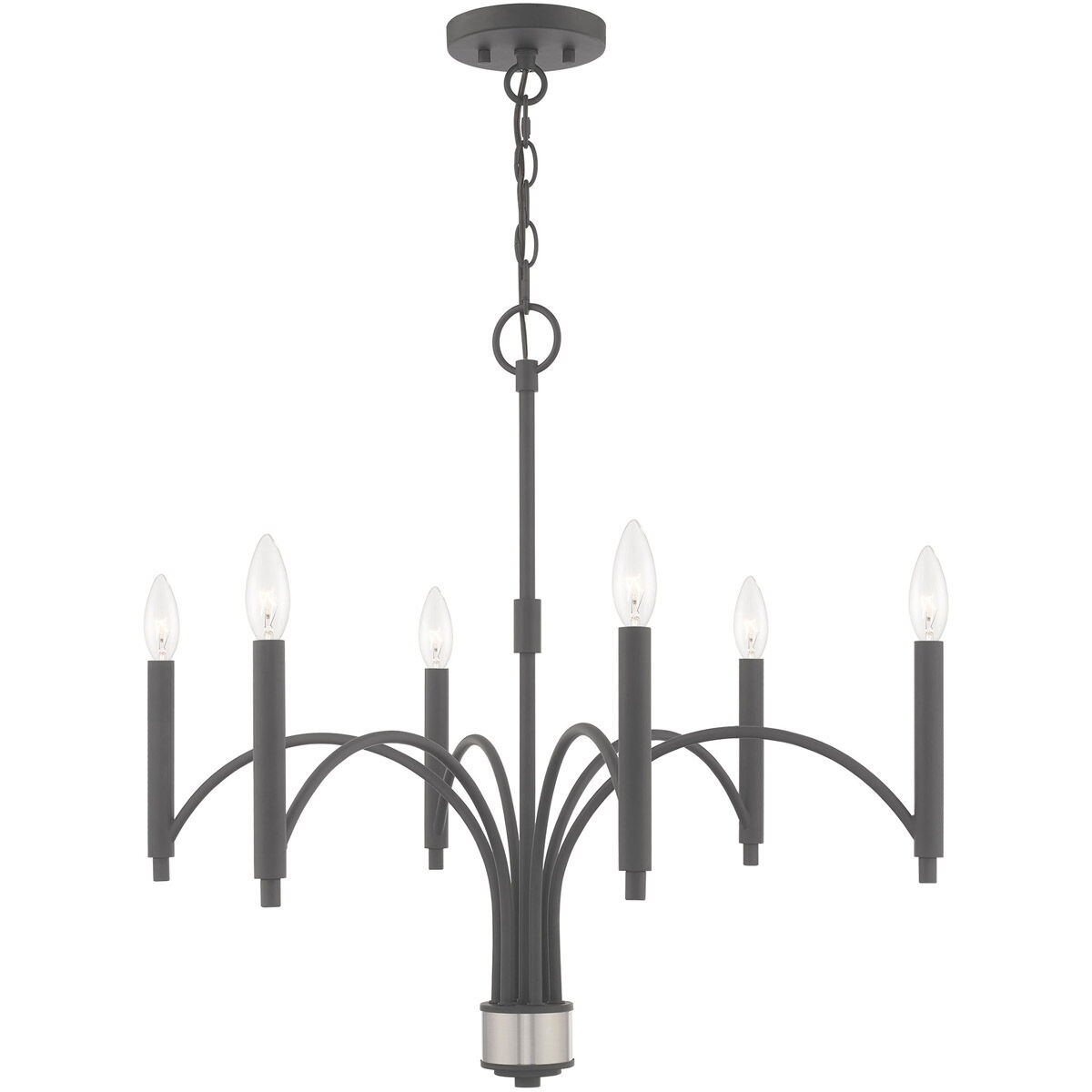 Wisteria 6 Light 26 inch Scandinavian Gray Chandelier Ceiling Light