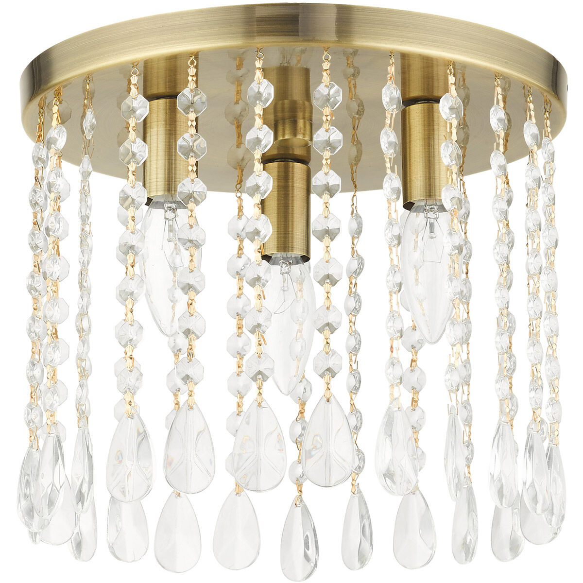 Elizabeth 3 Light 11 inch Antique Brass Flush Mount Ceiling Light