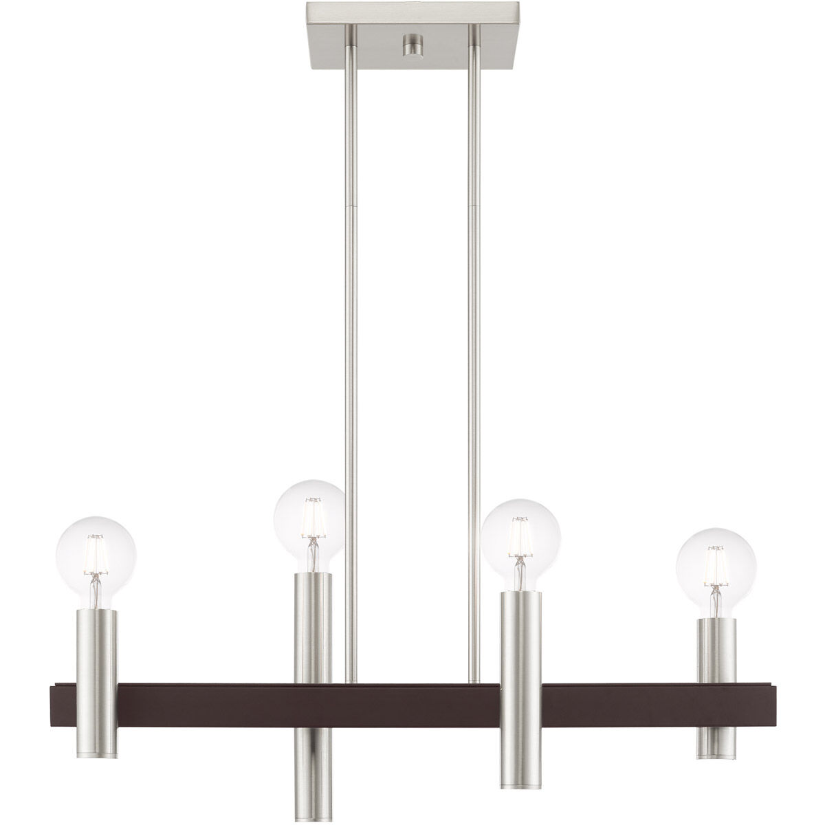 Helsinki 4 Light 8 inch Brushed Nickel with Bronze Accents Chandelier Ceiling Light