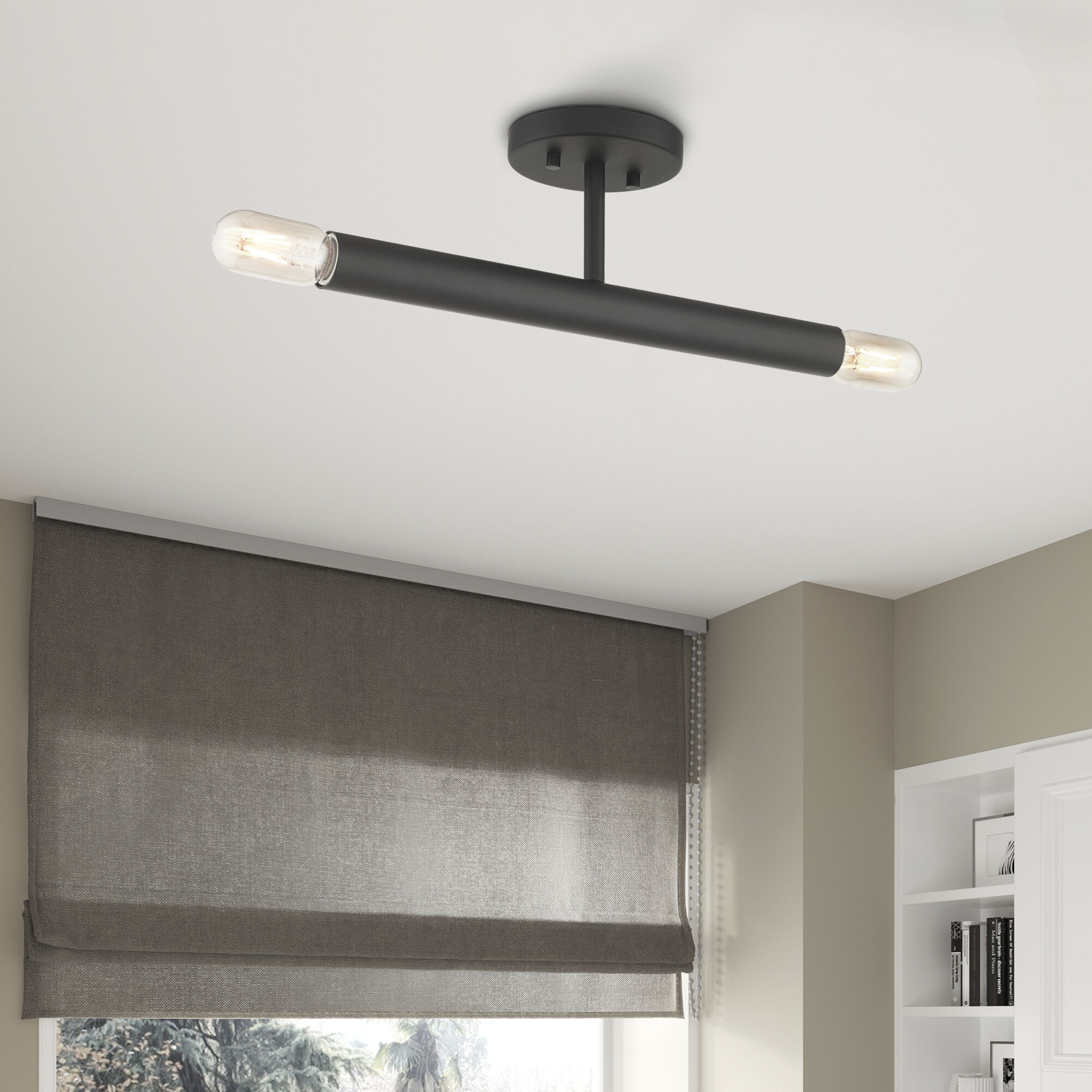 Copenhagen 2 Light 5.13 inch Black Semi-Flush Ceiling Light