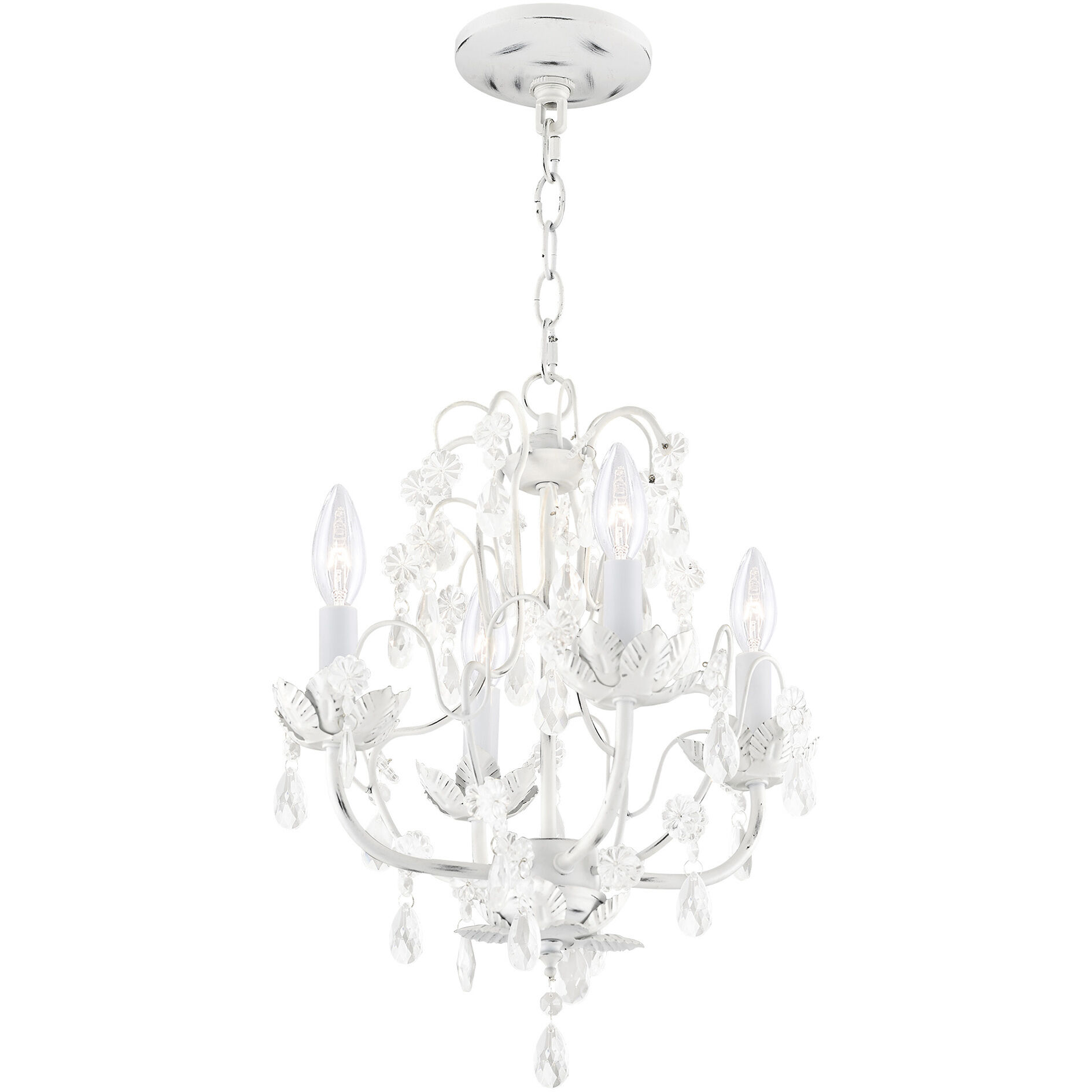Athena 4 Light 14 inch Antique White Chandelier Ceiling Light