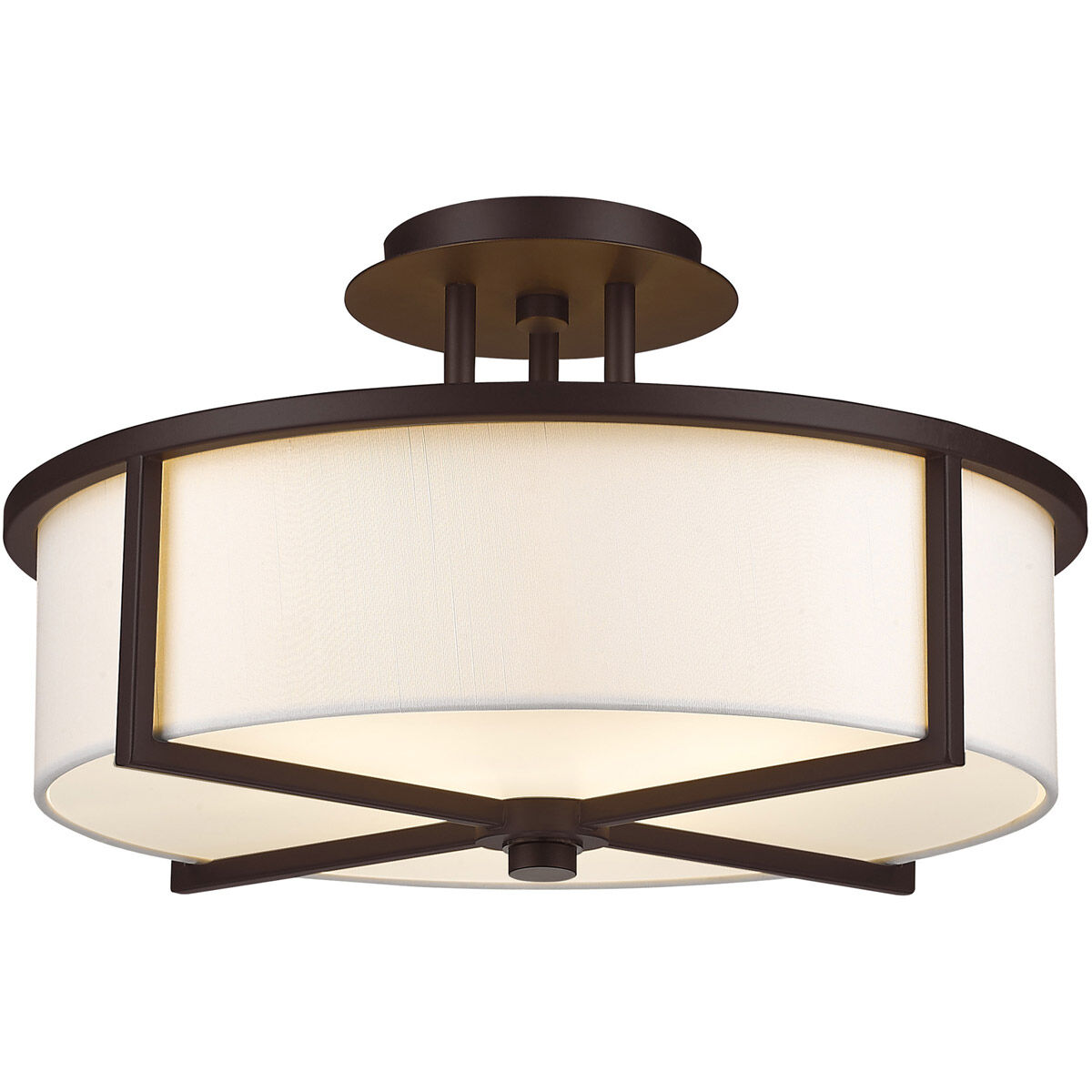 Wesley 3 Light 16 inch Bronze Semi-Flush Mount Ceiling Light