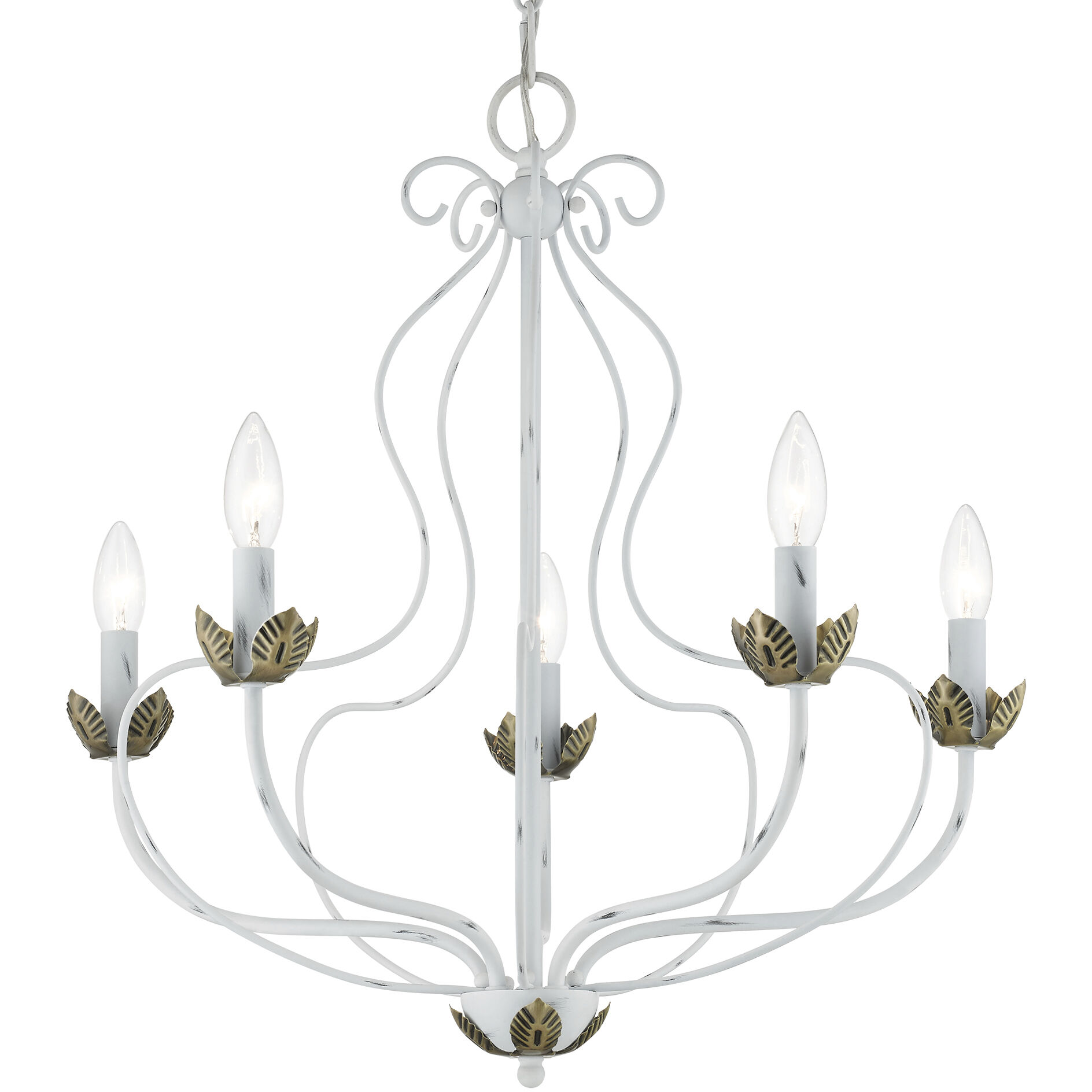 Katarina 5 Light 23 inch Antique White with Antique Brass Accents Chandelier Ceiling Light
