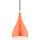 Amador 1 Light 6.25 inch Shiny Orange with Polished Chrome Accents Mini Pendant Ceiling Light