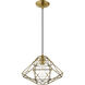 Geometric 1 Light 14 inch Antique Brass Mini Pendant Ceiling Light