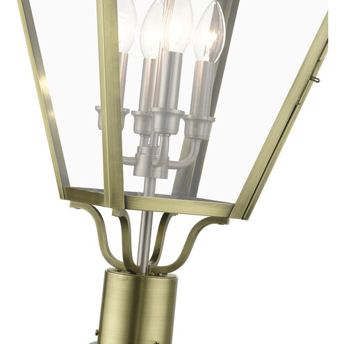 Adams 4 Light 31.5 inch Antique Brass with Brushed Nickel Finish Cluster Outdoor Extra Large Post Top Lantern