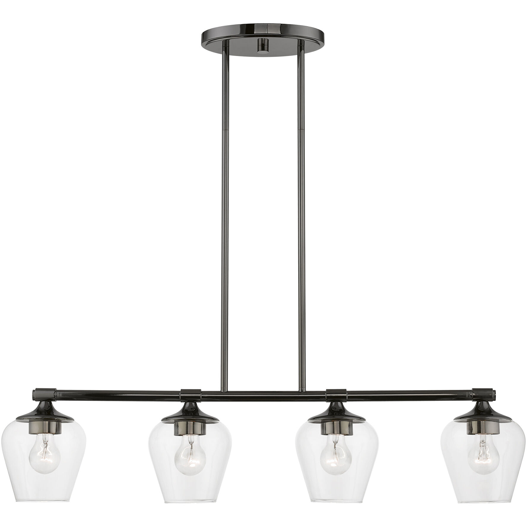 Willow 4 Light 36 inch Black Chrome Linear Chandelier Ceiling Light