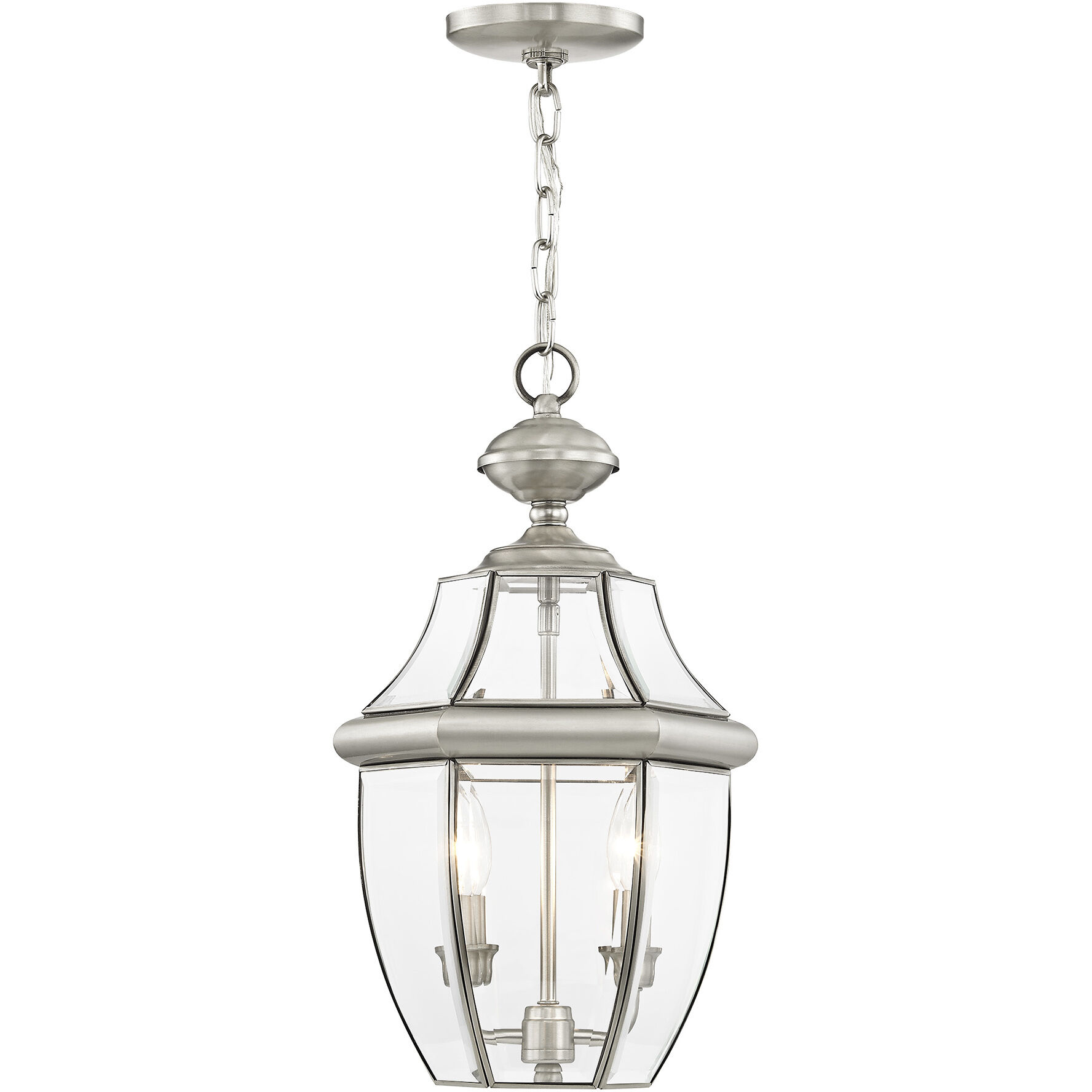 Monterey 2 Light 11 inch Brushed Nickel Outdoor Pendant Lantern
