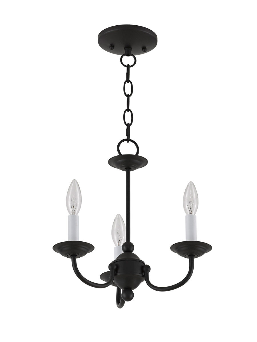 Home Basics 3 Light 14 inch Black Mini Chandelier Ceiling Light
