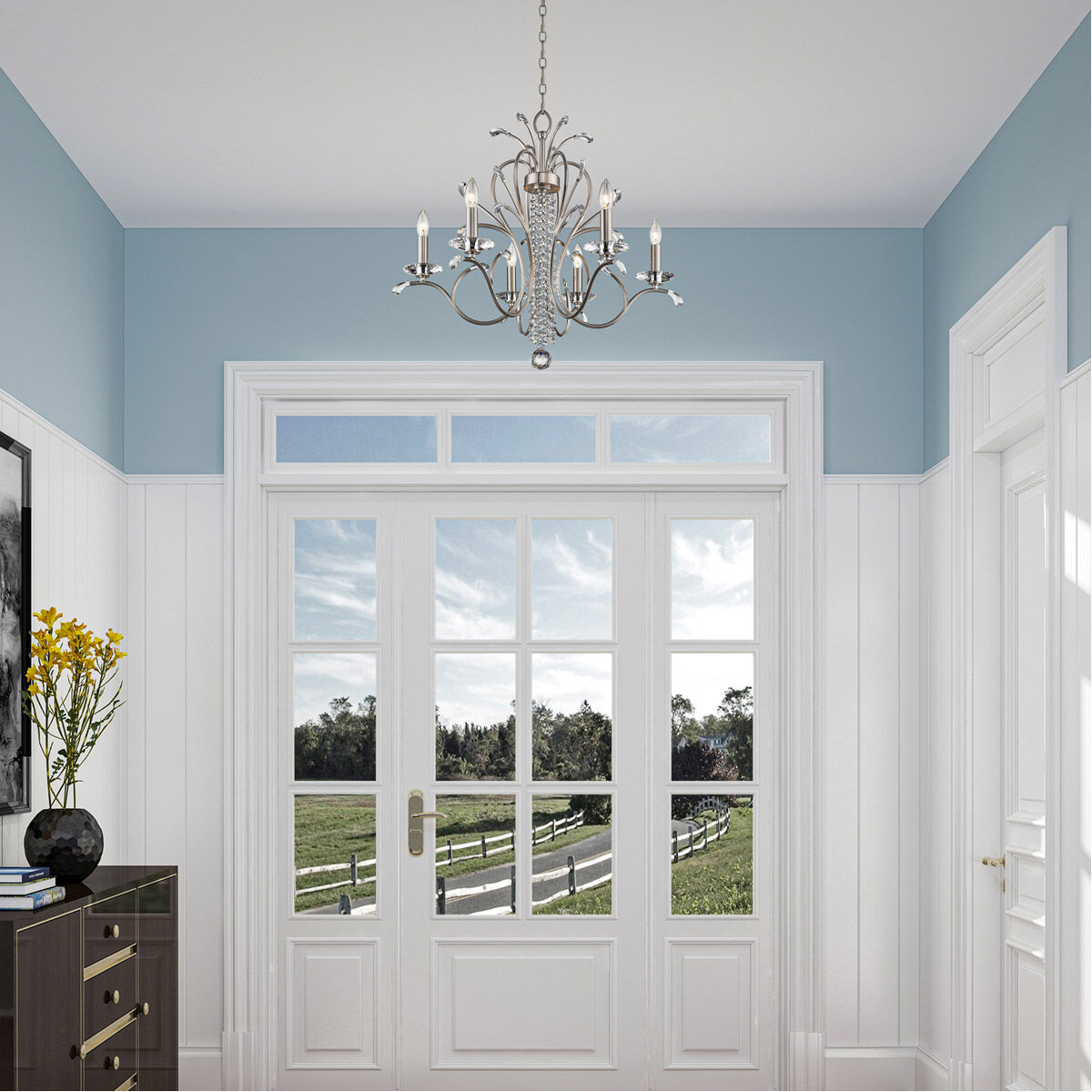 Serafina 6 Light 28 inch Brushed Nickel Chandelier Ceiling Light