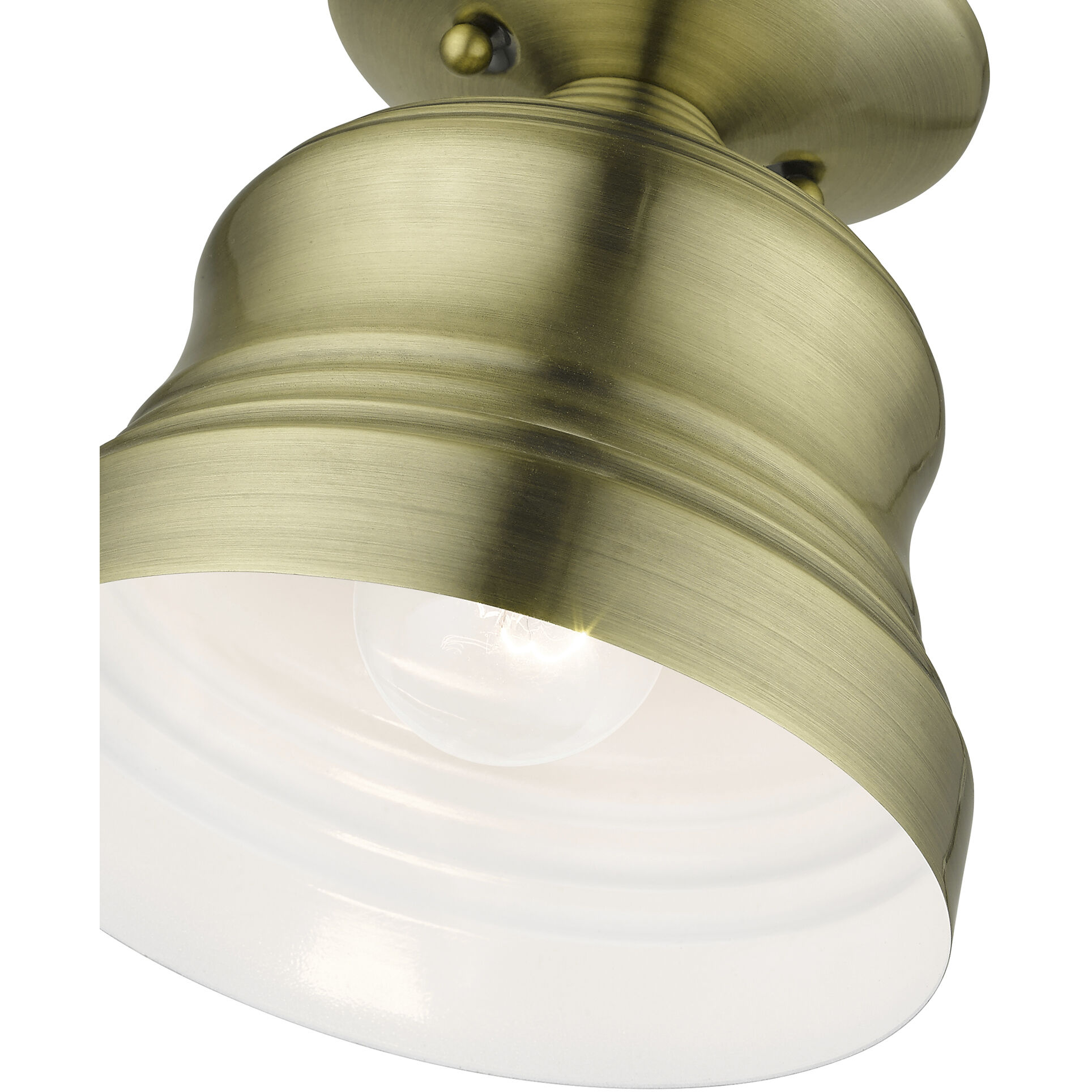 Endicott 1 Light 7 inch Antique Brass Bell Semi-Flush Ceiling Light, Petite