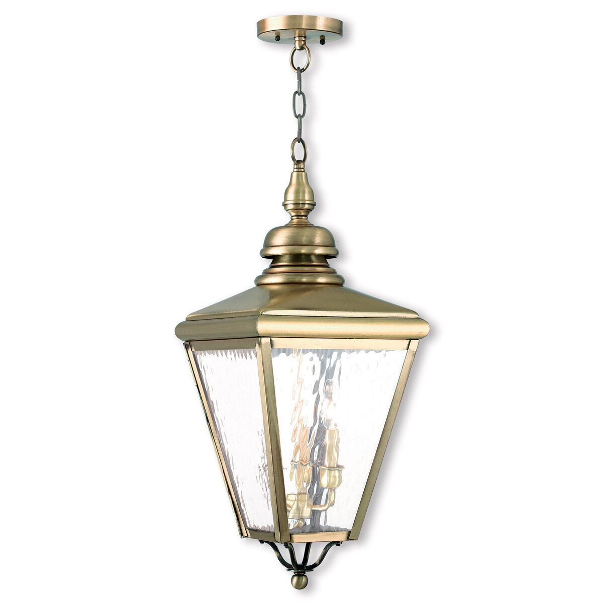 Cambridge 3 Light 11 inch Antique Brass Outdoor Pendant Lantern