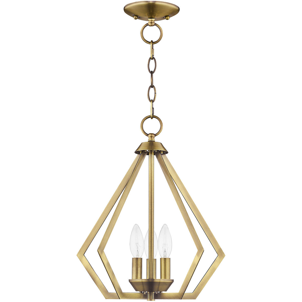 Prism 3 Light 14 inch Antique Brass Convertible Mini Chandelier/Ceiling Mount Ceiling Light