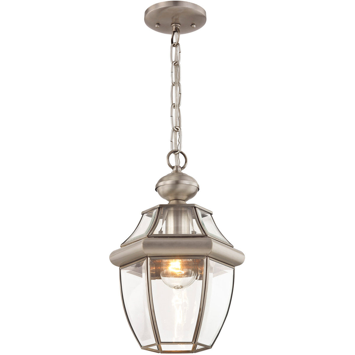 Monterey 1 Light 9 inch Brushed Nickel Outdoor Pendant Lantern
