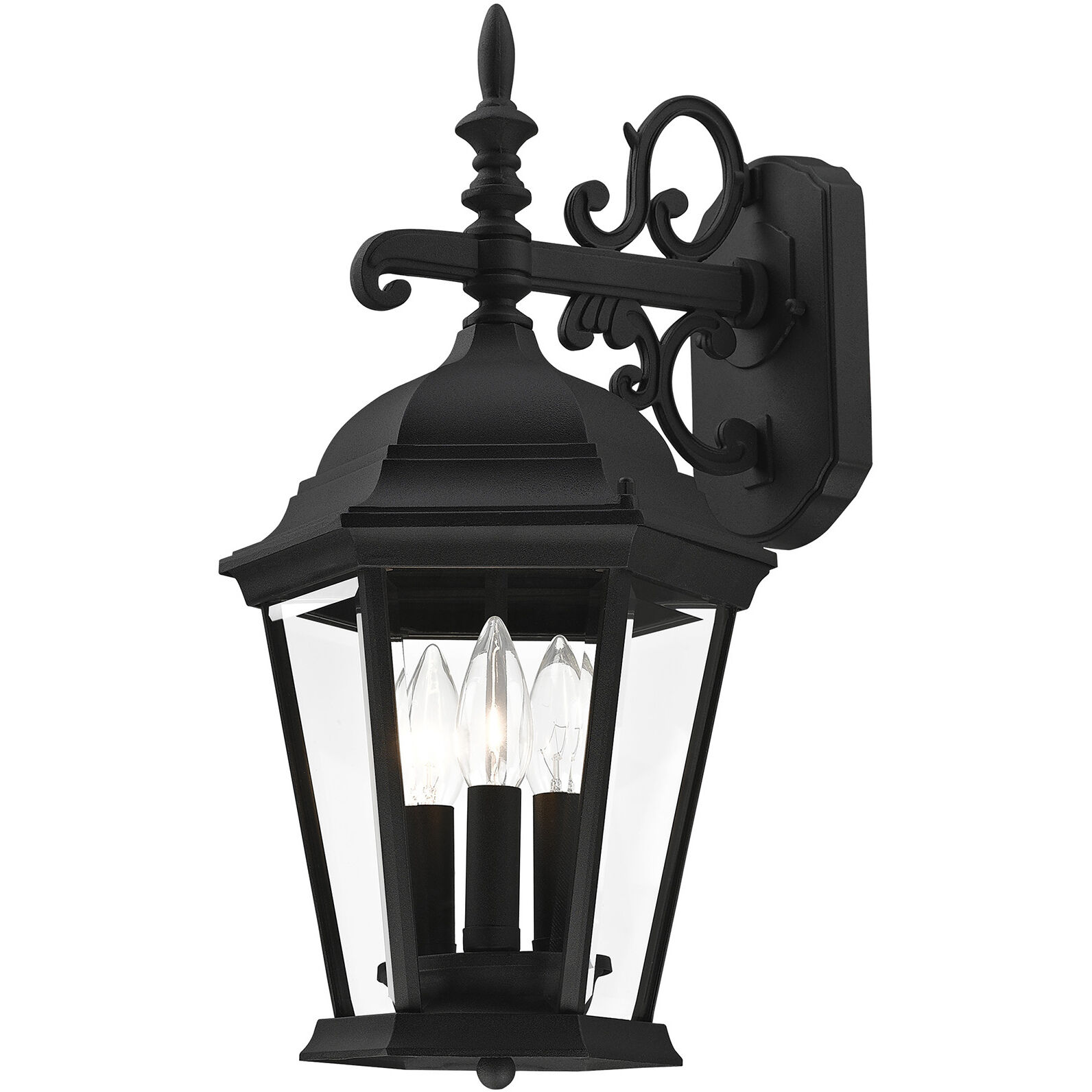 Hamilton 3 Light 19 inch Textured Black Outdoor Wall Lantern