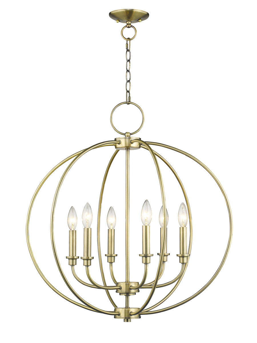 Milania 6 Light 25 inch Antique Brass Chandelier Ceiling Light