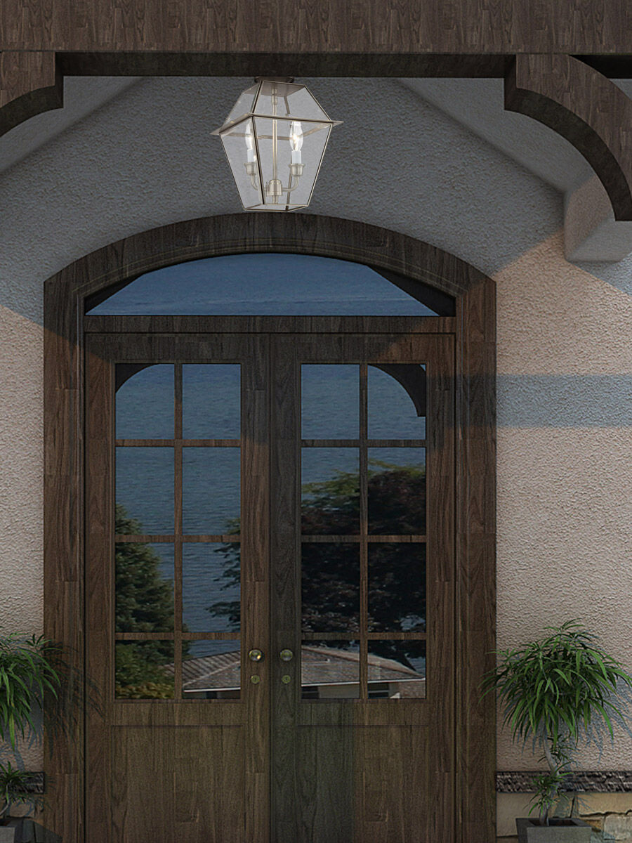 Westover 2 Light 9 inch Brushed Nickel Outdoor Pendant Lantern