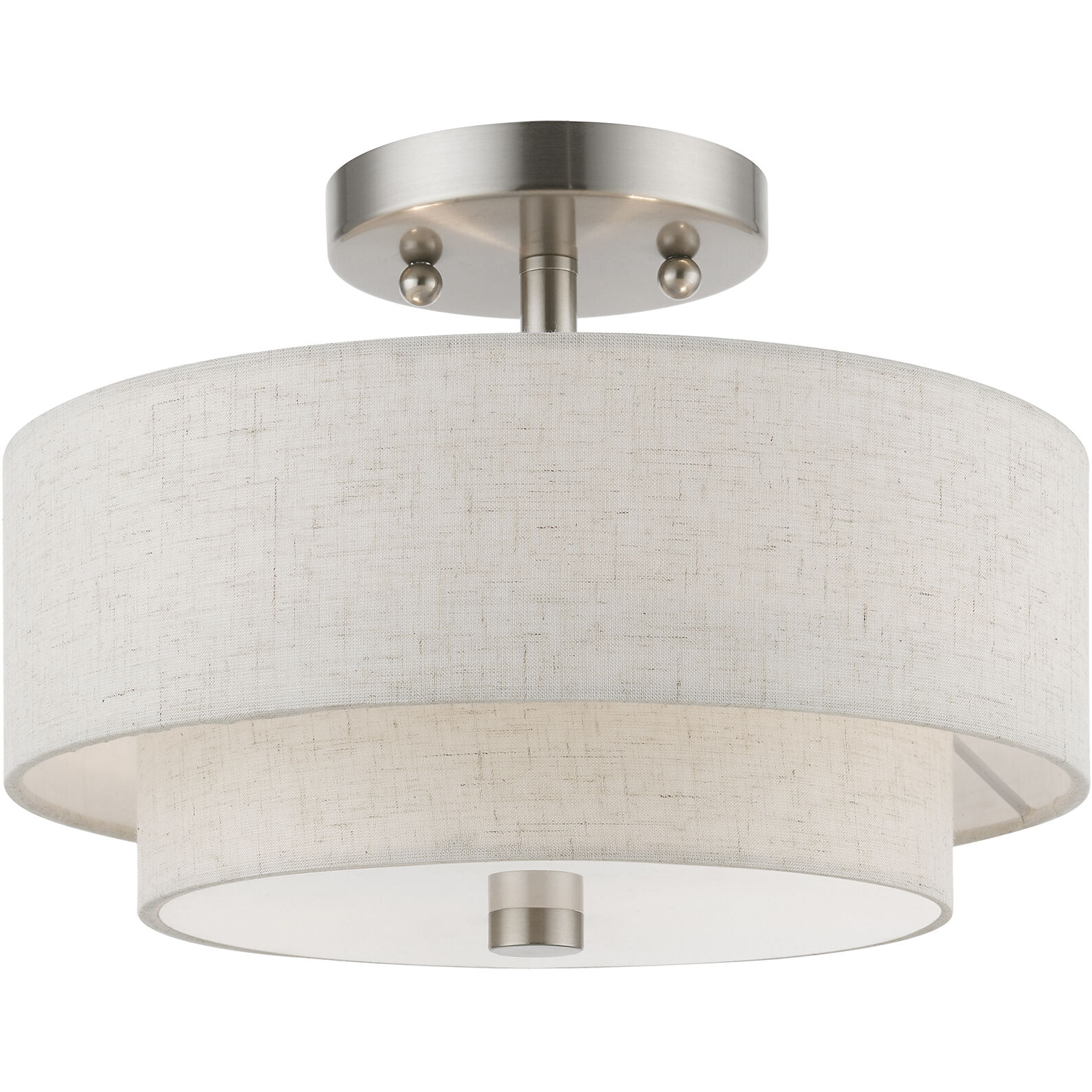 Meridian 2 Light 11 inch Brushed Nickel Semi-Flush Ceiling Light