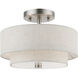 Meridian 2 Light 11 inch Brushed Nickel Semi-Flush Ceiling Light