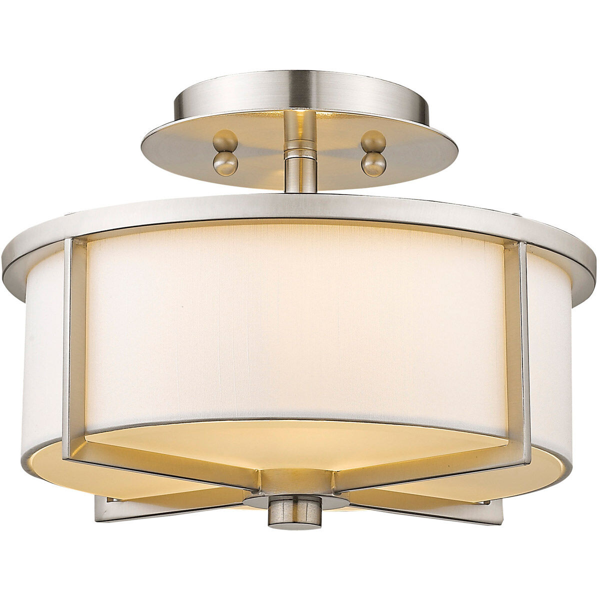 Wesley 2 Light 11 inch Brushed Nickel Semi-Flush Mount Ceiling Light