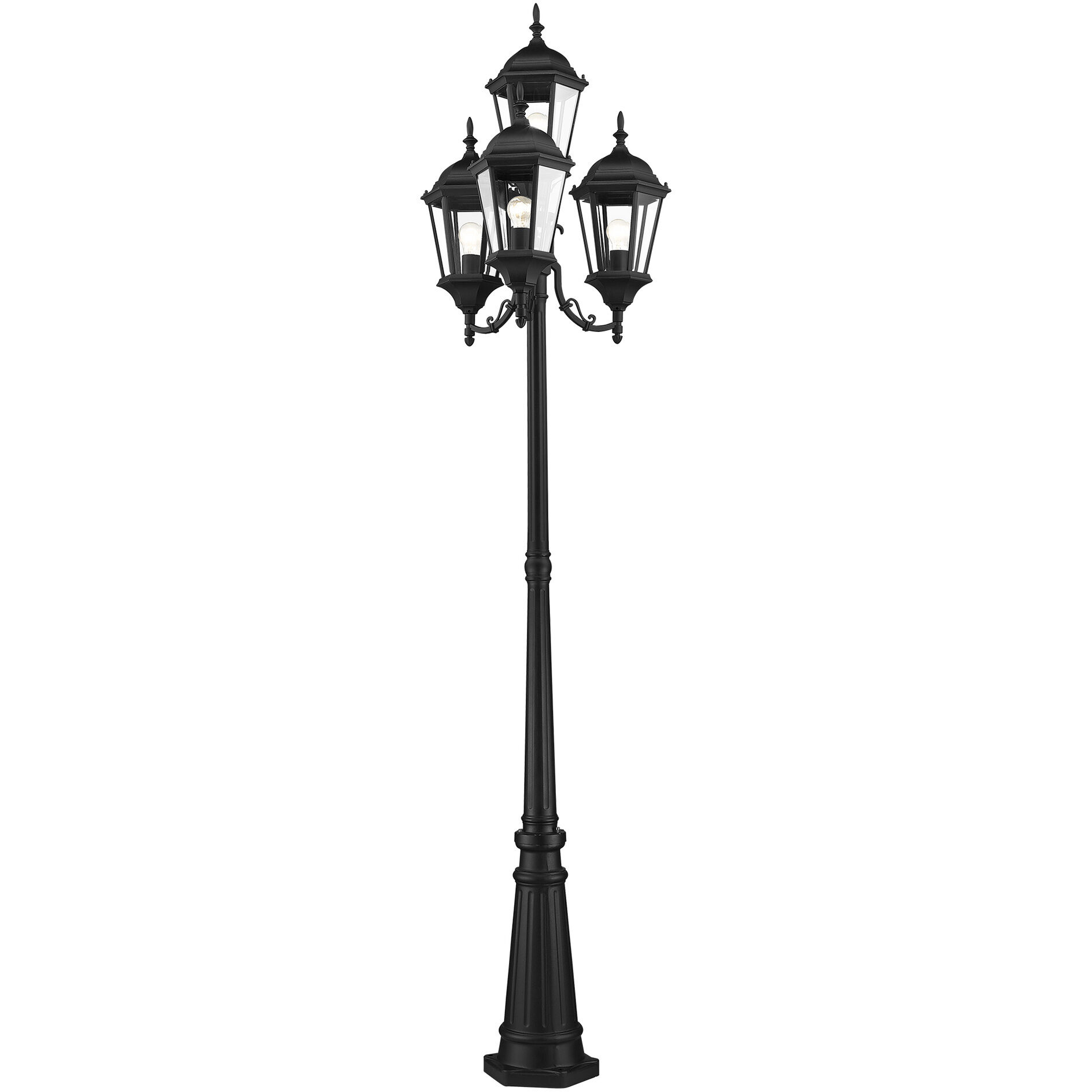 Hamilton 4 Light 95 inch Textured Black Outdoor Post Light