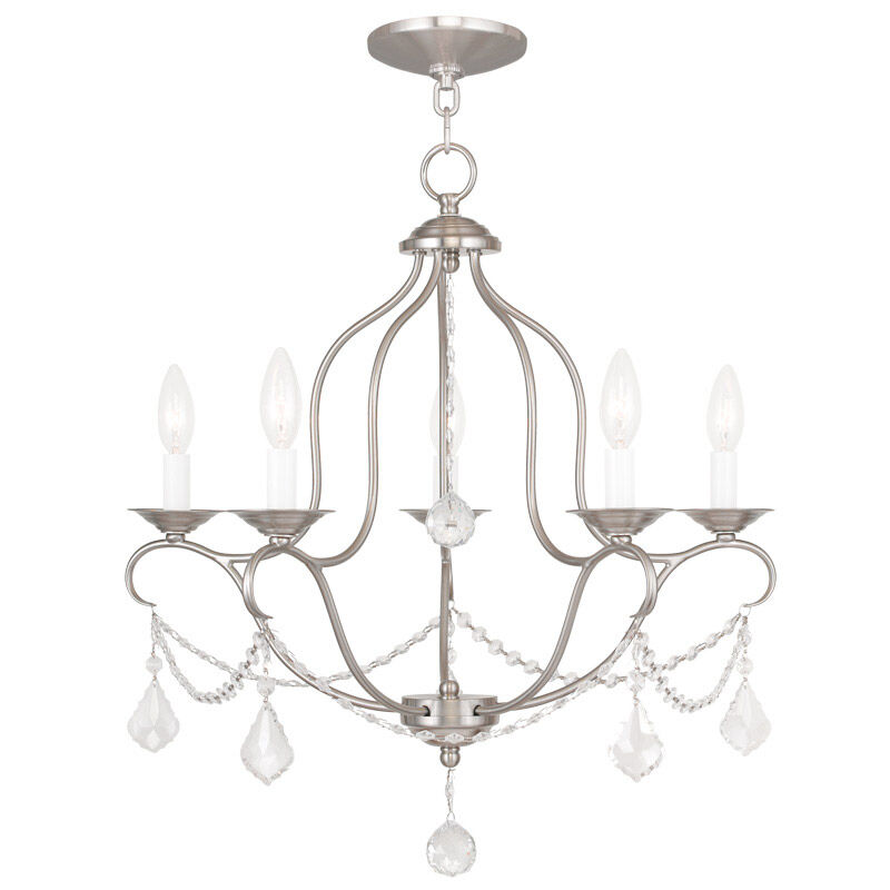 Chesterfield 5 Light 22 inch Brushed Nickel Chandelier Ceiling Light