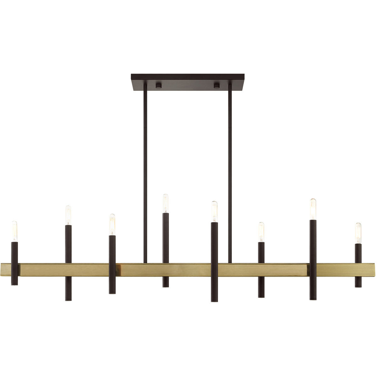 Denmark 8 Light 9.25 inch Bronze with Antique Brass Accents Chandelier Ceiling Light