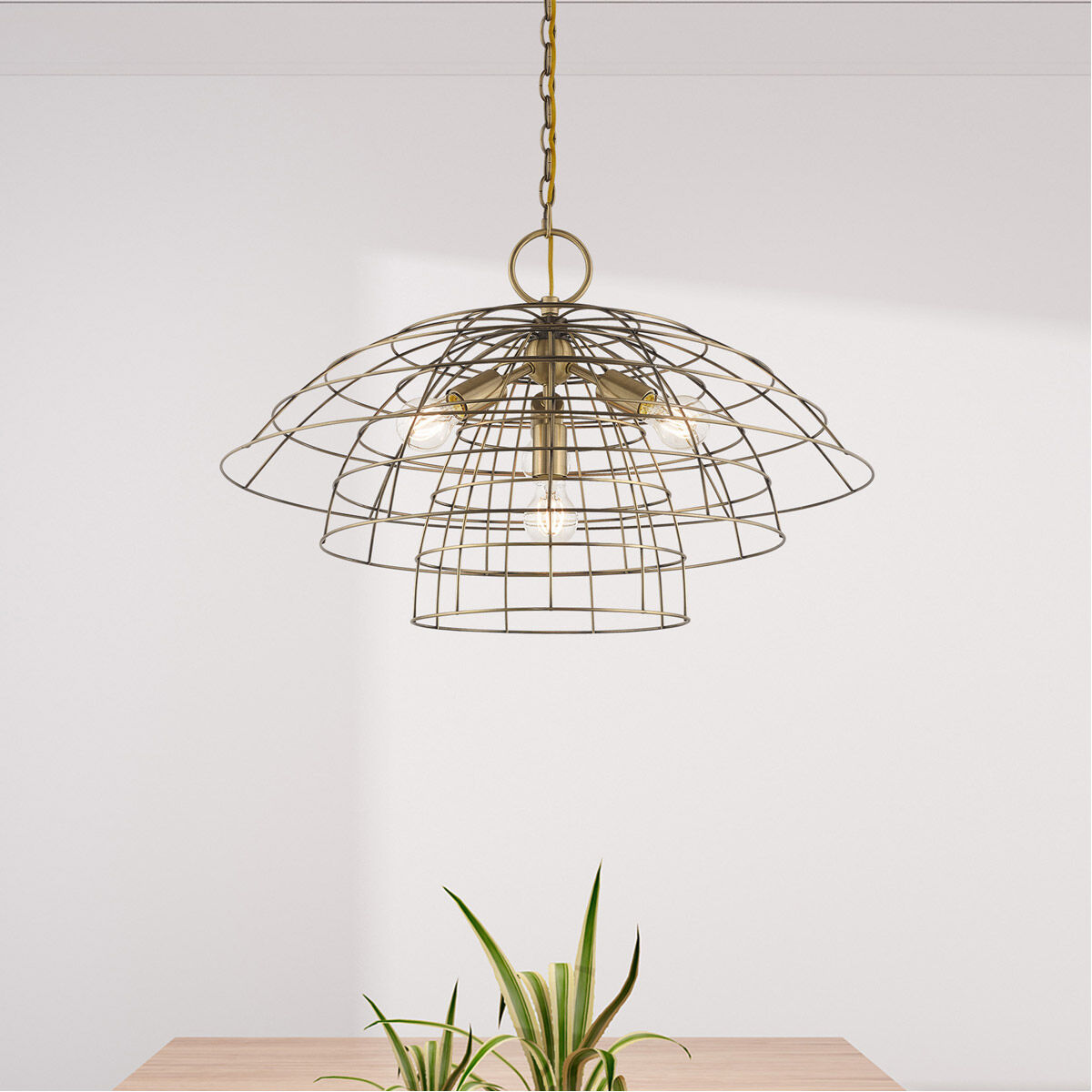 Brooklyn 4 Light 28 inch Antique Brass Chandelier Ceiling Light