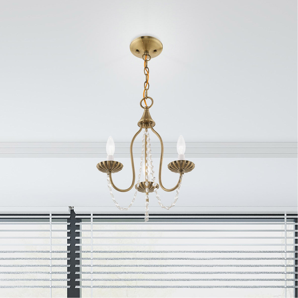 Alessia 3 Light 13 inch Antique Brass Mini Chandelier Ceiling Light