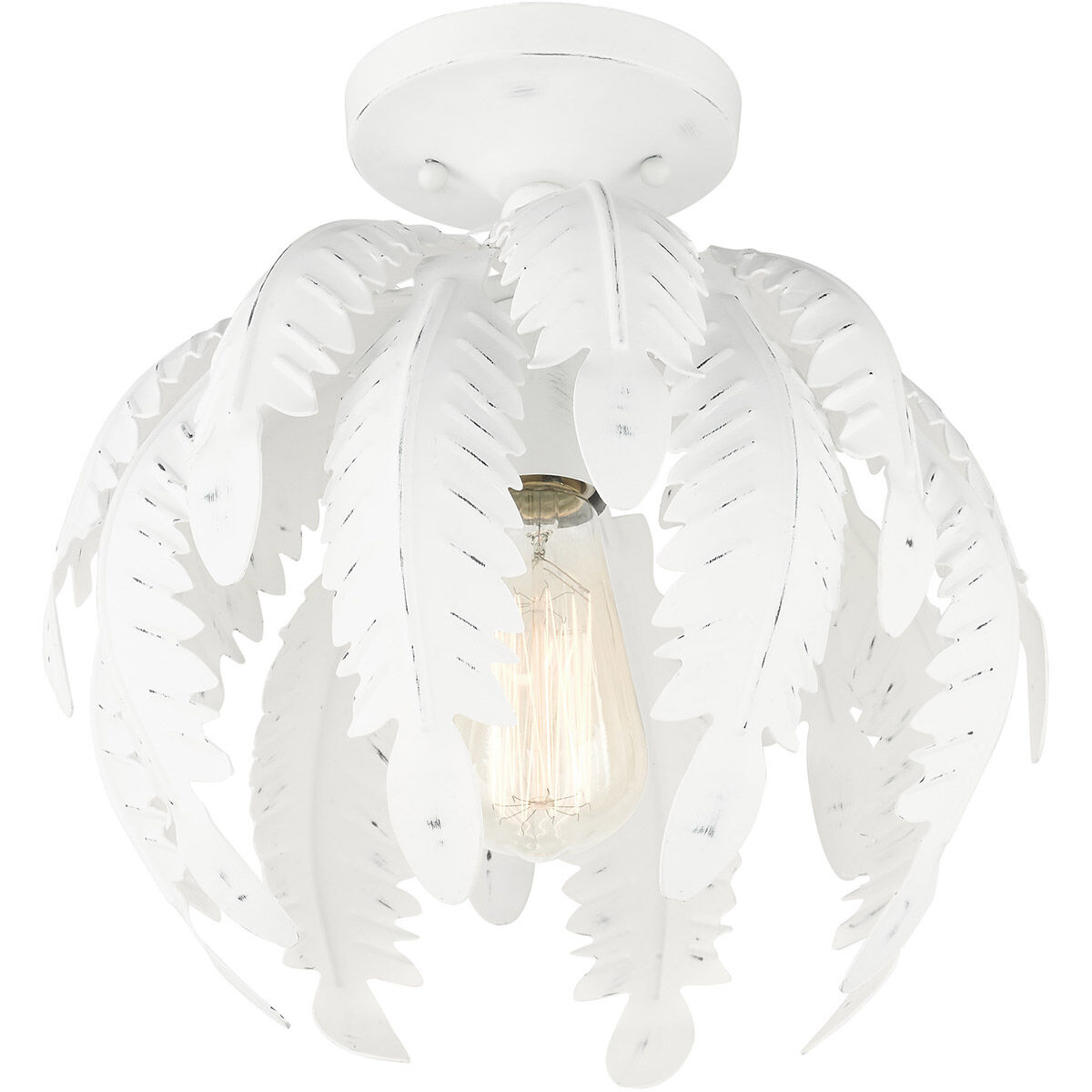 Acanthus 1 Light 12.63 inch Antique White Semi Flush Ceiling Light