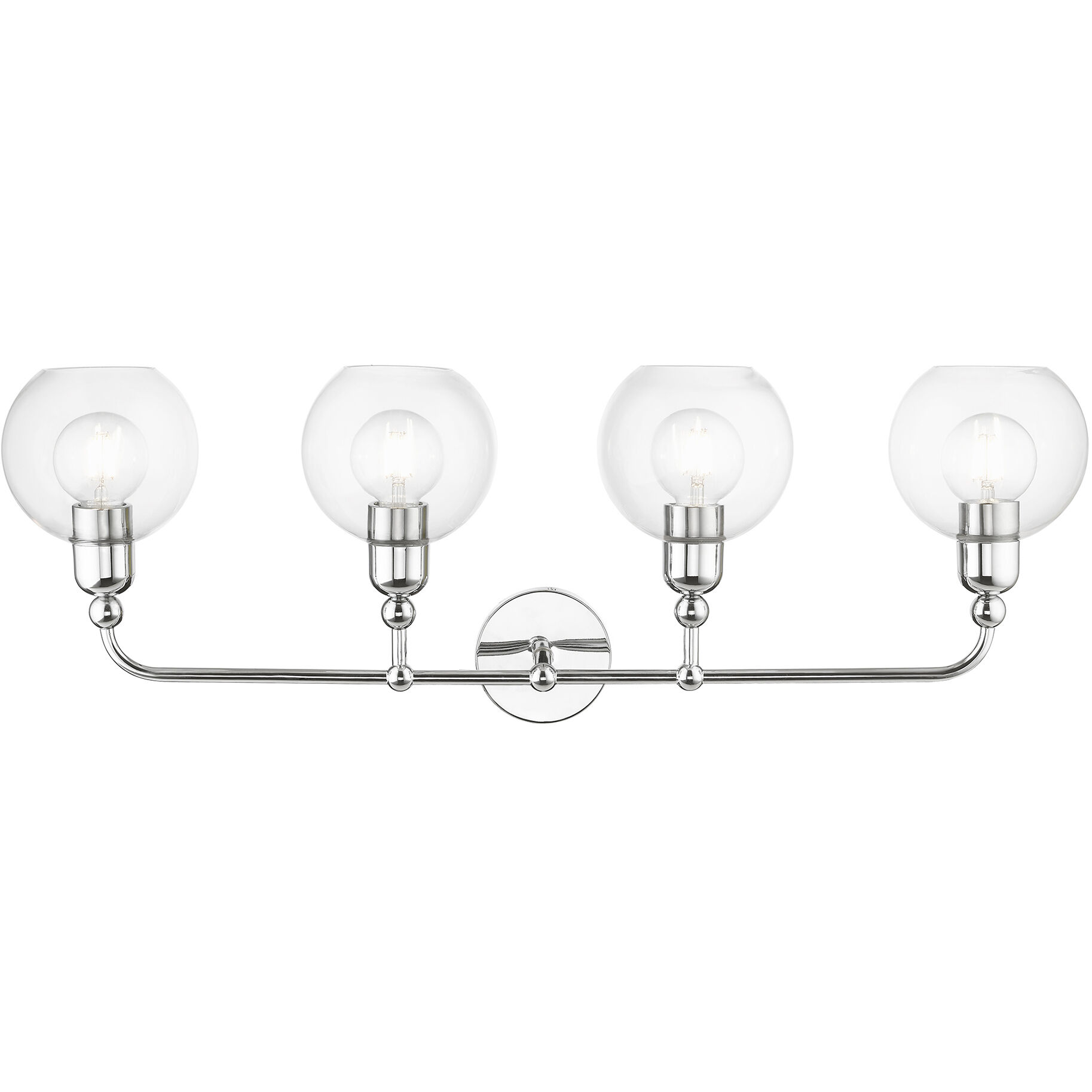Downtown 4 Light 36 inch Polished Chrome Vanity Sconce Wall Light, Large, Sphere