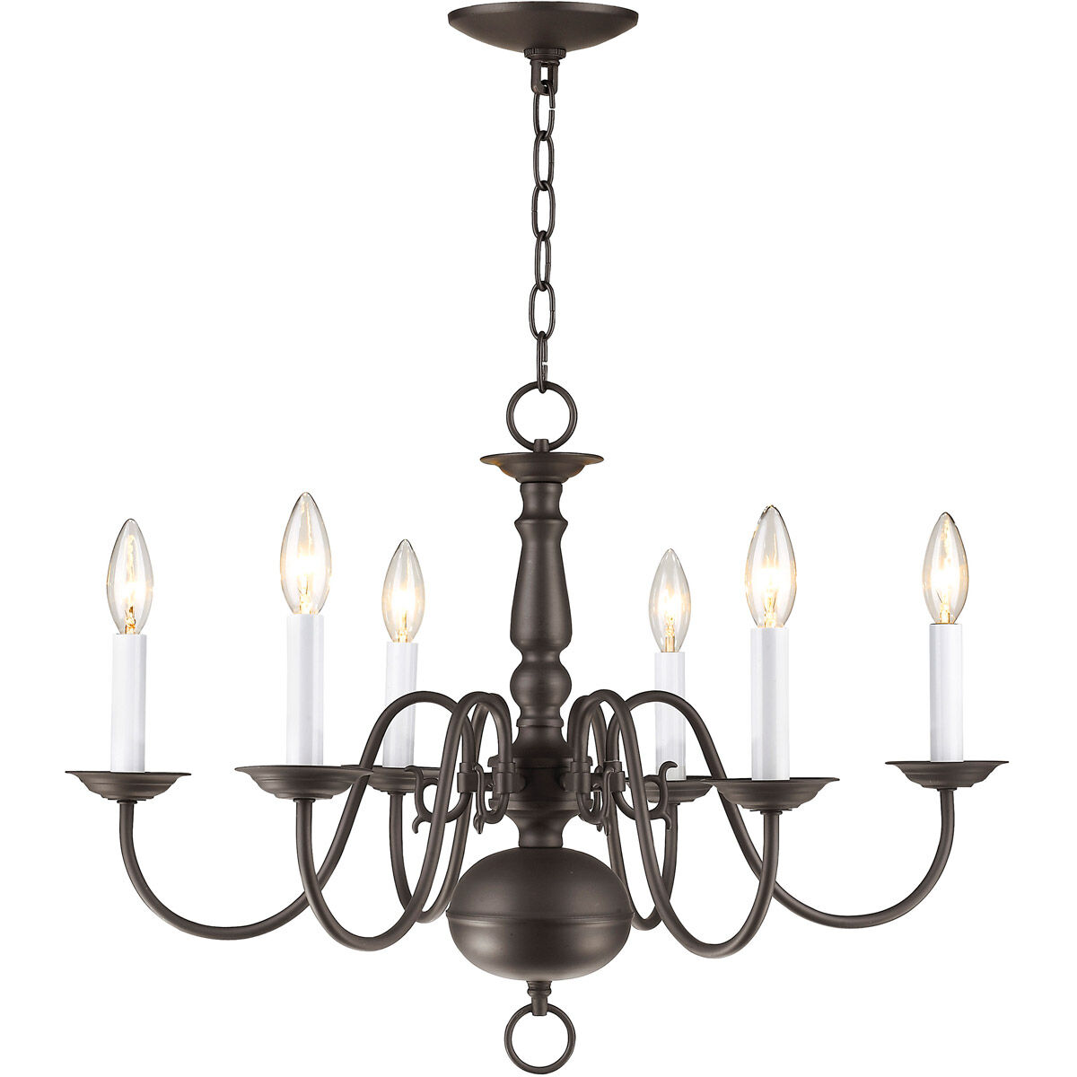 Williamsburgh 6 Light 24 inch Bronze Chandelier Ceiling Light
