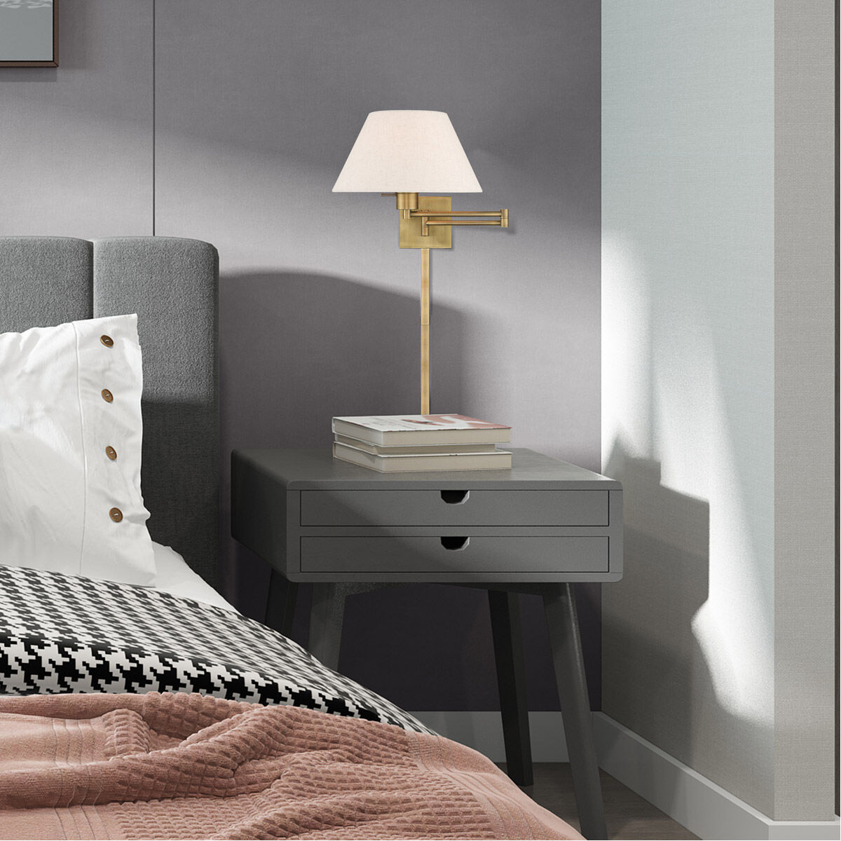 Allison 25 inch 100.00 watt Antique Brass Swing Arm Wall Lamp Wall Light