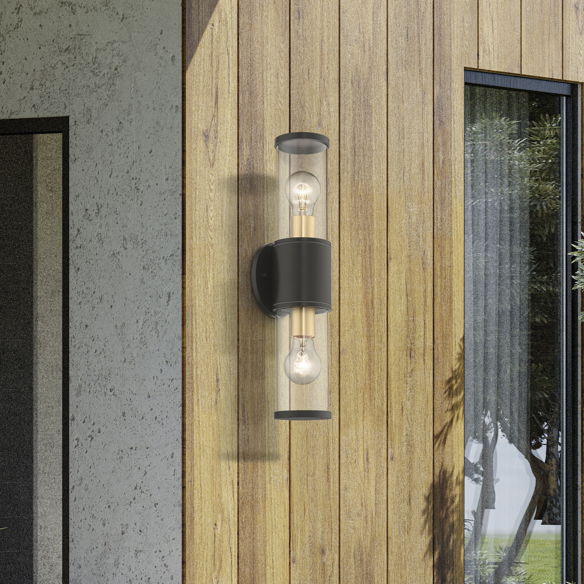 Atlantic 2 Light 17 inch Bronze with Antique Gold Finish Accents ADA Outdoor Large ADA Wall Lantern Wall Light