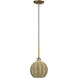 Summervine 1 Light 8 inch Antique Gold Leaf Mini Globe Pendant Ceiling Light, Mini Globe