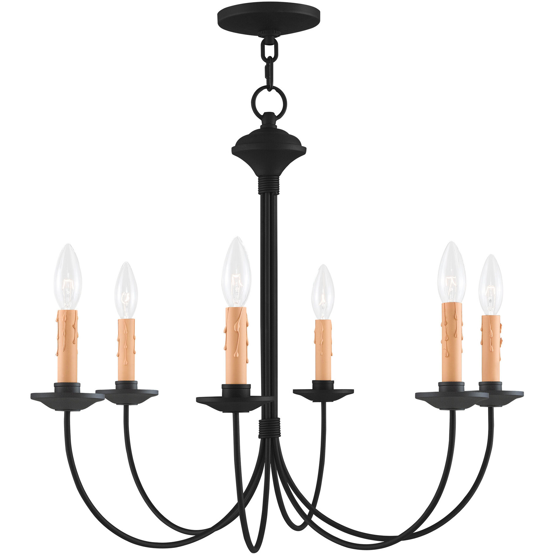 Heritage 6 Light 26 inch Black Chandelier Ceiling Light