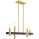 Helsinki 4 Light 8 inch Satin Brass with Bronze Accents Chandelier Ceiling Light