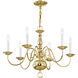Williamsburgh 6 Light 24 inch Polished Brass Chandelier Ceiling Light