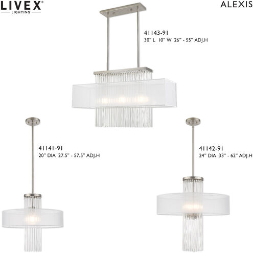 Alexis 3 Light 30 inch Brushed Nickel Linear Chandelier Ceiling Light
