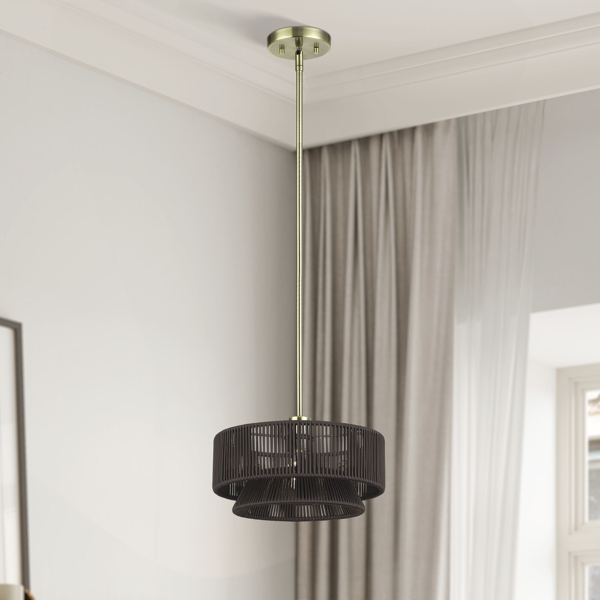 Florell 1 Light 13 inch Antique Brass Pendant Ceiling Light