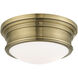 Astor 2 Light 13 inch Antique Brass Flush Mount Ceiling Light